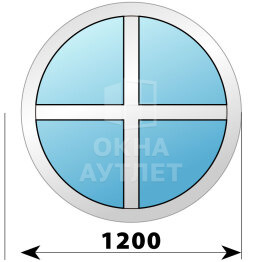 Круглое деревянно-алюминиевое окно с импостами D1200 ОА-51155