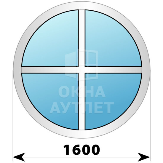 Круглое деревянно-алюминиевое окно с импостами D1600 ОА-48690