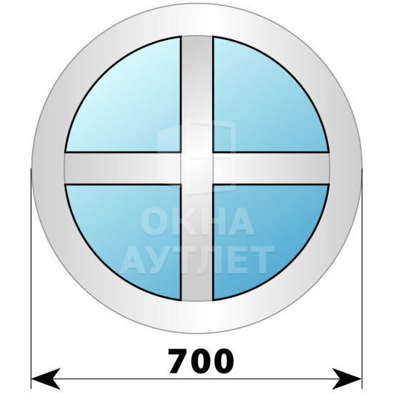 Круглое деревянно-алюминиевое окно с импостами D700 ОА-46695