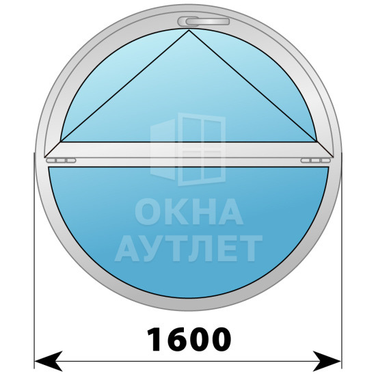 Круглое деревянно-алюминиевое откидное окно D1600 ОА-49079