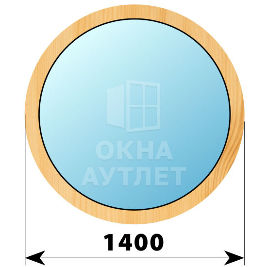 Круглое деревянное глухое окно из сосны D1400 ОА-42895
