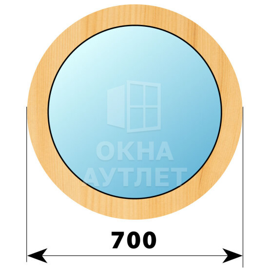 Круглое деревянное глухое окно из сосны D700 ОА-41137