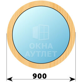 Круглое деревянное глухое окно из сосны D900 ОА-42355