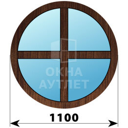 Круглое глухое окно из дуба с импостами D1100 ОА-48546