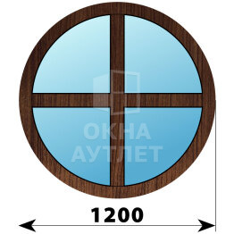Круглое глухое окно из дуба с импостами D1200 ОА-48702