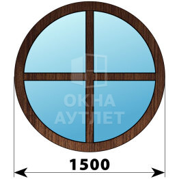 Круглое глухое окно из дуба с импостами D1500 ОА-49001