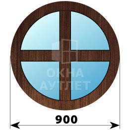 Круглое глухое окно из дуба с импостами D900 ОА-51176