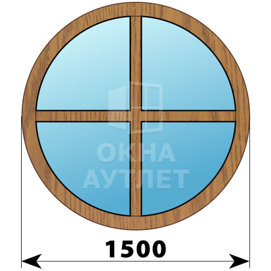 Круглое глухое окно из лиственицы с импостами D1500 ОА-51185