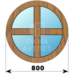 Круглое глухое окно из лиственицы с импостами D800 ОА-50135