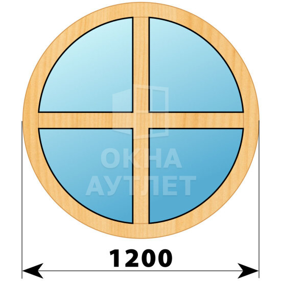 Круглое глухое окно из сосны с импостами D1200 ОА-42859