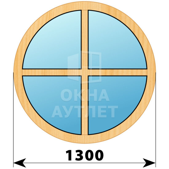 Круглое глухое окно из сосны с импостами D1300 ОА-43590