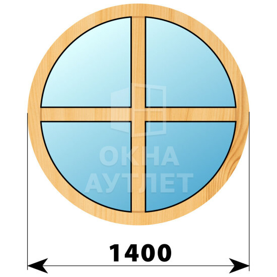 Круглое глухое окно из сосны с импостами D1400 ОА-42985