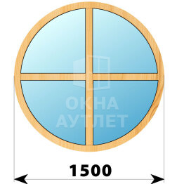 Круглое глухое окно из сосны с импостами D1500 ОА-43033