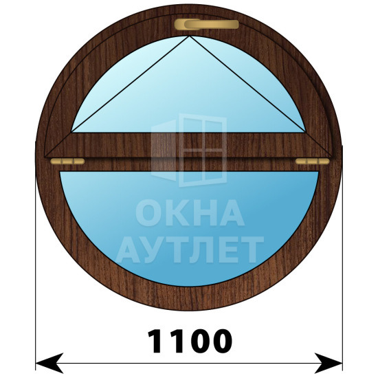 Круглое деревянное откидное окно из дуба D1100 ОА-49076