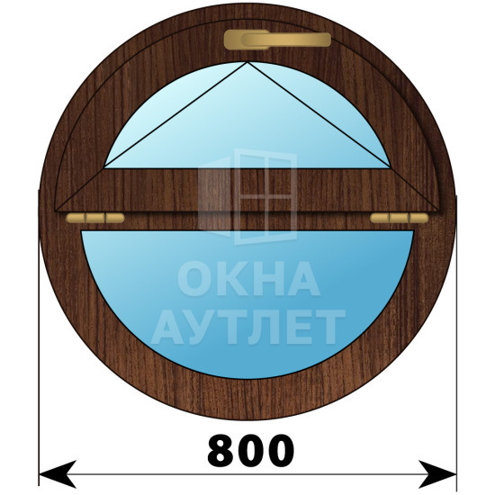 Круглое деревянное откидное окно из дуба D800 ОА-48893