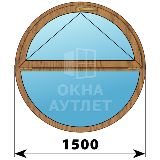 Круглое деревянное откидное окно из лиственницы D1500 ОА-51431