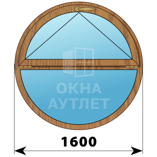 Круглое деревянное откидное окно из лиственницы D1600 ОА-51446
