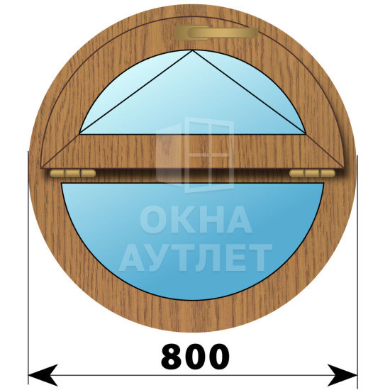 Круглое деревянное откидное окно из лиственницы D800 ОА-47520