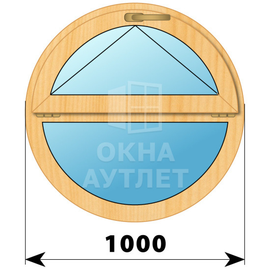 Круглое деревянное откидное окно из сосны D1000 ОА-43616