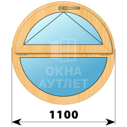 Круглое деревянное откидное окно из сосны D1100 ОА-43653