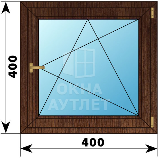 Одностворчатое окно из дуба 400×400 ПО ОА-34688