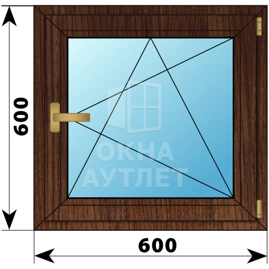 Одностворчатое окно из дуба 600×600 ПО ОА-35081