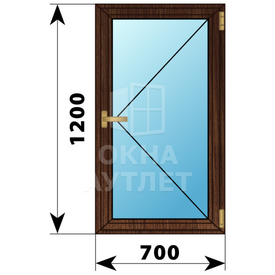 Одностворчатое окно из дуба 700×1200 П ОА-35819
