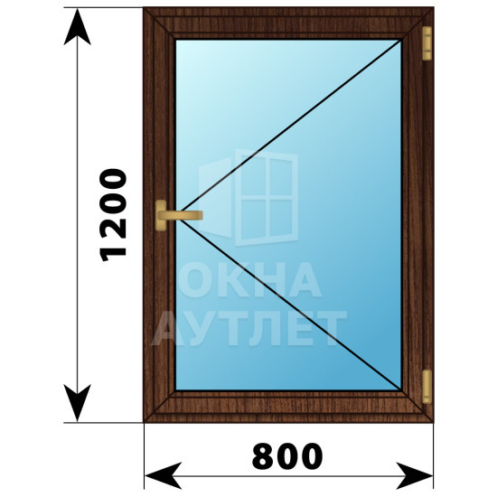 Одностворчатое окно из дуба 800×1200 П ОА-35858