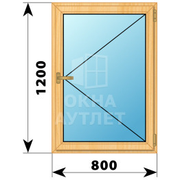 Одностворчатое окно из сосны 800×1200 П ОА-35009