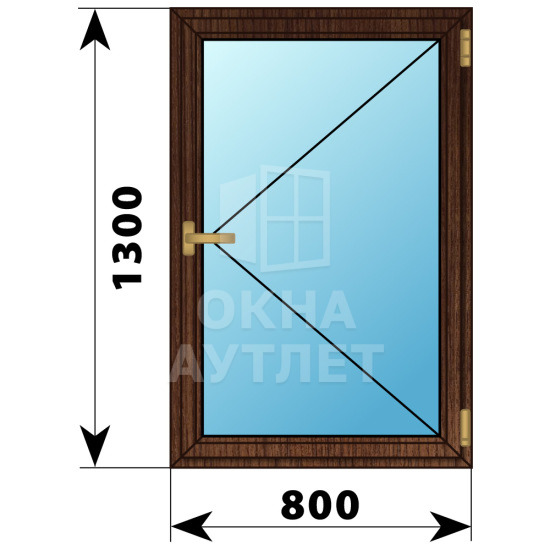 Одностворчатое окно из дуба 800×1300 П ОА-35990