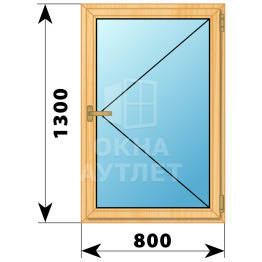 Одностворчатое окно из сосны 800×1300 П ОА-35063