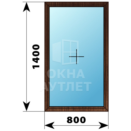 Одностворчатое окно из дуба 800×1400 Г ОА-35489