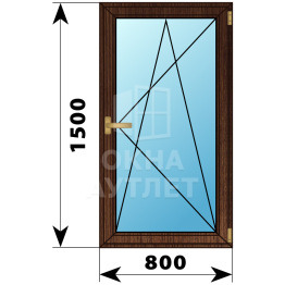 Одностворчатое окно из дуба 800×1500 ПО ОА-36443