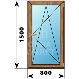 Одностворчатое окно из лиственницы 800×1500 ПО ОА-35900