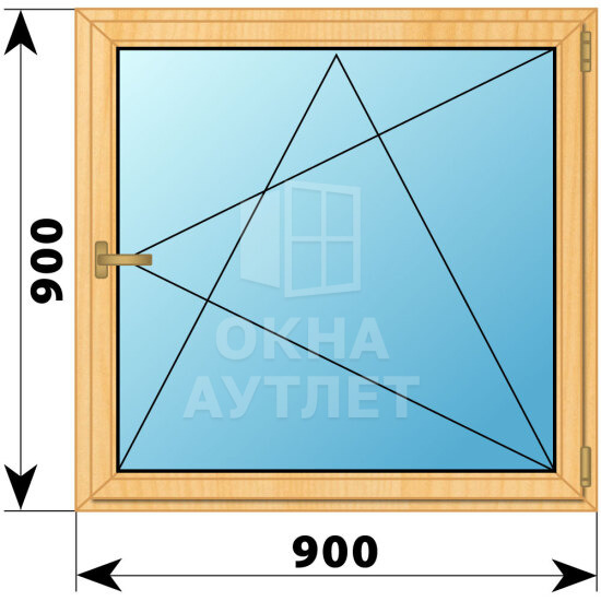 Одностворчатое окно из сосны 900×900 ПО ОА-34967