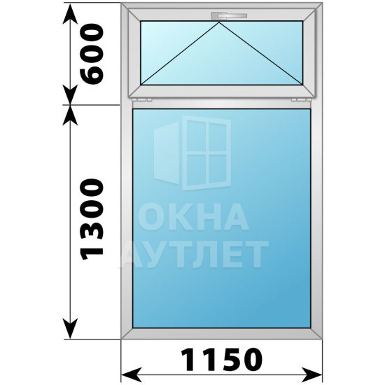 Одностворчатое алюминиевое окно с откидной фрамугой 1150×1900 Г ОА-54028