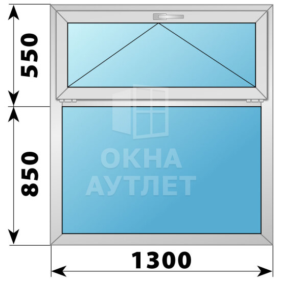 Одностворчатое алюминиевое окно с откидной фрамугой 1300×1400 Г ОА-54646