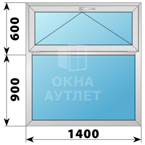 Одностворчатое алюминиевое окно с откидной фрамугой 1400×1500 Г ОА-54826