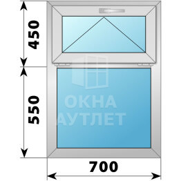 Одностворчатое алюминиевое окно с откидной фрамугой 700×1000 Г ОА-53848