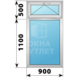 Одностворчатое алюминиевое окно с откидной фрамугой 900×1600 Г ОА-54391