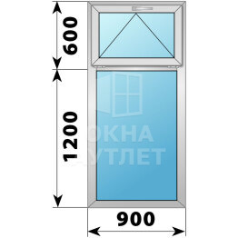 Одностворчатое алюминиевое окно с откидной фрамугой 900×1800 Г ОА-54523