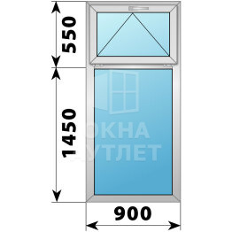 Одностворчатое алюминиевое окно с откидной фрамугой 900×2000 Г ОА-54622