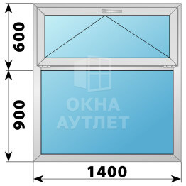 Одностворчатое деревянно-алюминиевое окно с откидной фрамугой 1400×1500 Г ОА-46848