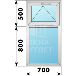 Одностворчатое деревянно-алюминиевое окно с откидной фрамугой 700×1300 Г ОА-44760