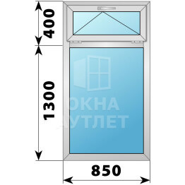 Одностворчатое деревянно-алюминиевое окно с откидной фрамугой 850×1700 Г ОА-45858