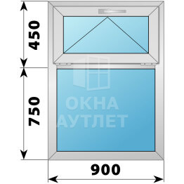 Одностворчатое деревянно-алюминиевое окно с откидной фрамугой 900×1200 Г ОА-45183