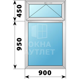 Одностворчатое деревянно-алюминиевое окно с откидной фрамугой 900×1400 Г ОА-49523
