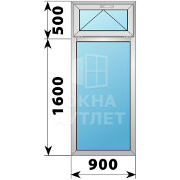 Одностворчатое деревянно-алюминиевое окно с откидной фрамугой 900×2100 Г ОА-46569
