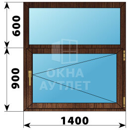 Одностворчатое окно с глухой фрамугой из дуба 1400×1500 П ОА-50456