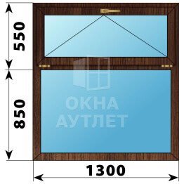 Одностворчатое окно с откидной фрамугой из дуба 1300×1400 Г ОА-46659